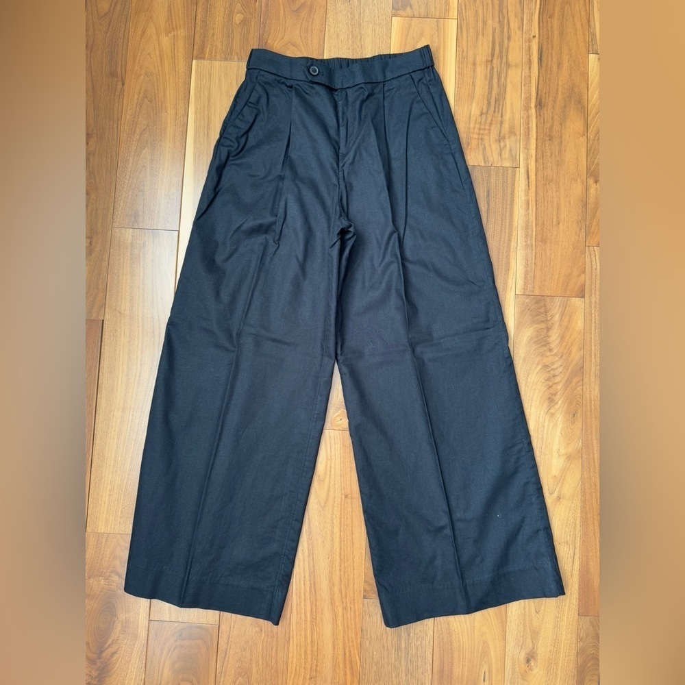 Banana Republic Linen-Blend Wide-Leg Pant Pleated - Black size 2 - Picture 9 of 16